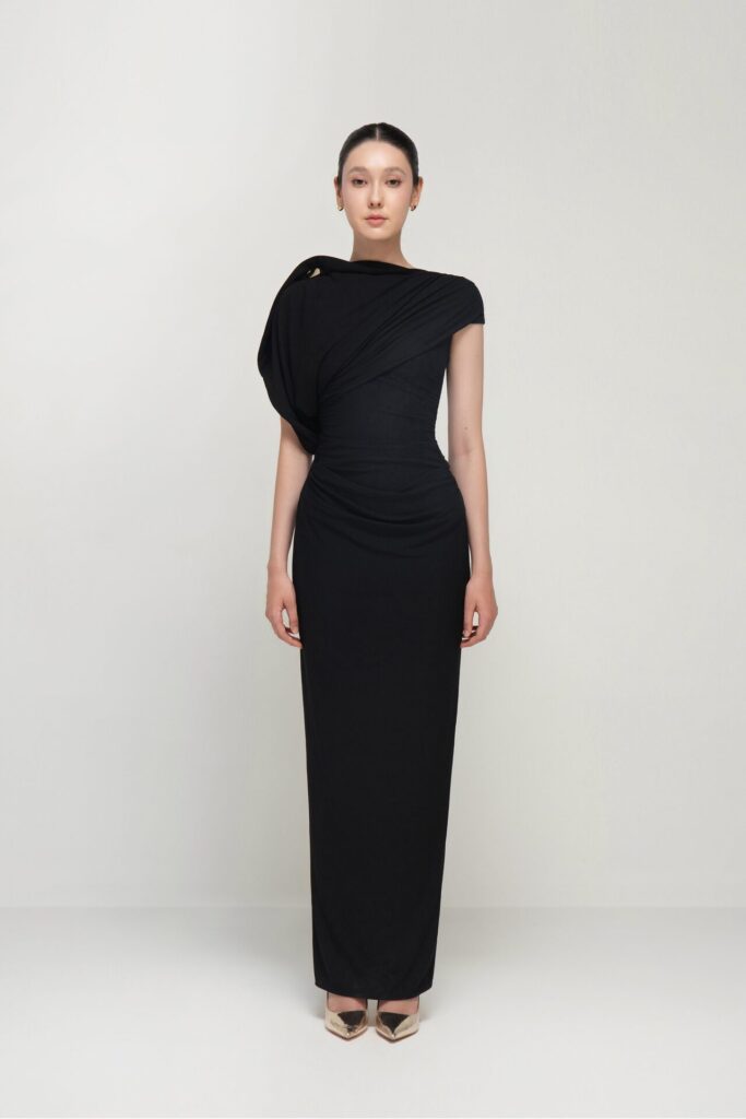 Priscilla asymmetric lycra dress
