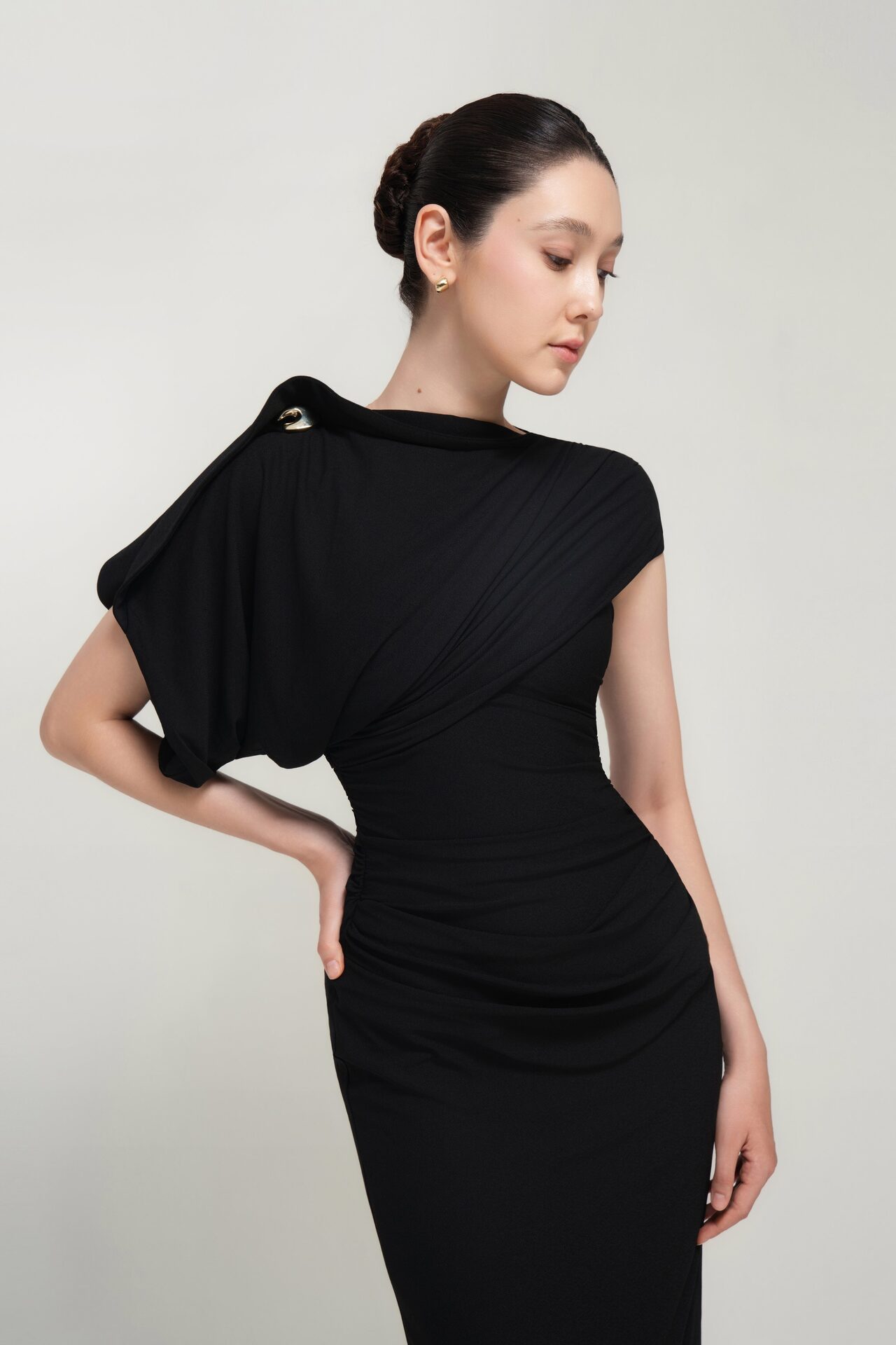Priscilla asymmetric lycra dress