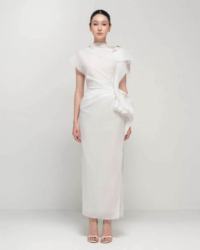 Sylphy asymmetric side-slit dress