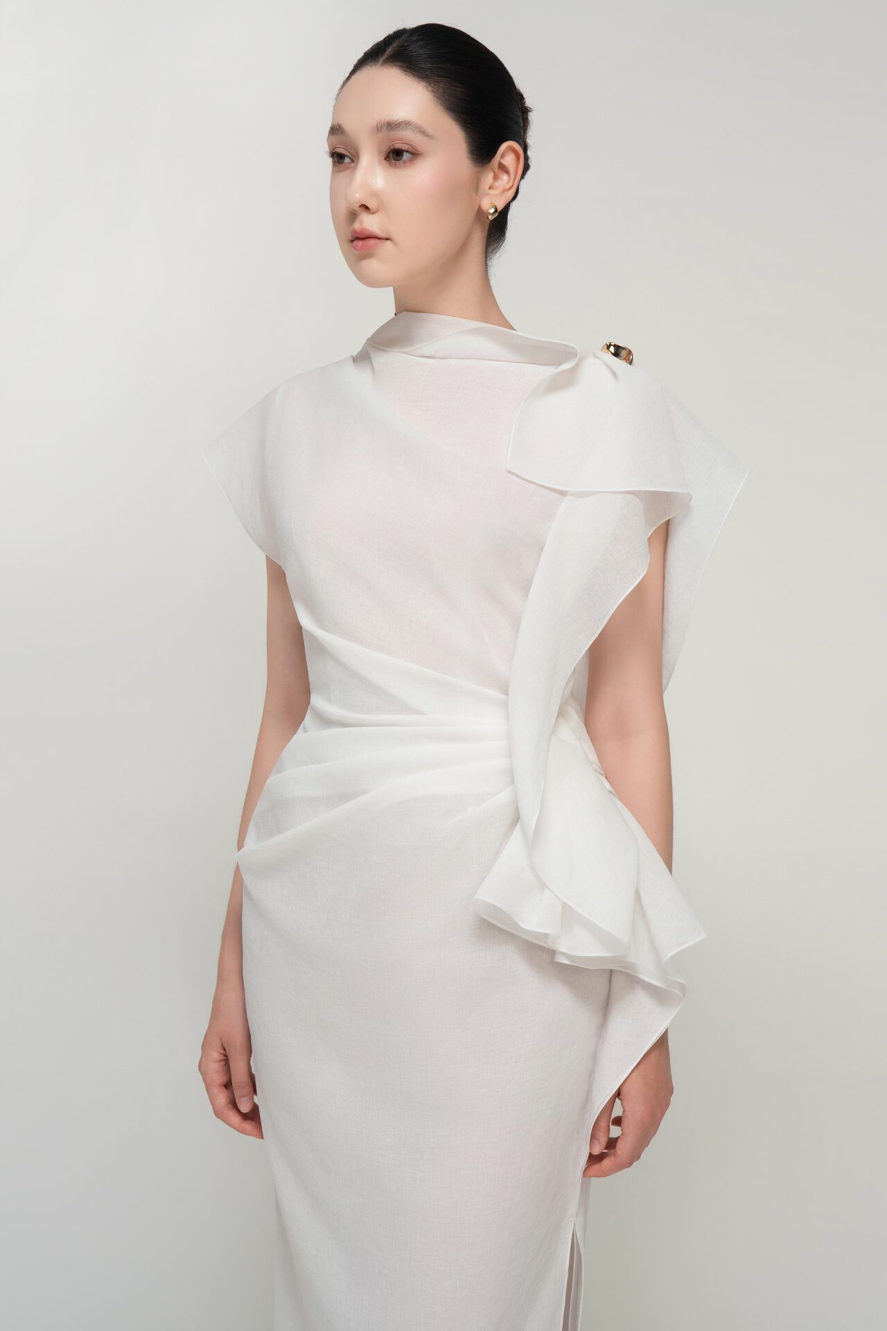 Sylphy asymmetric side-slit dress