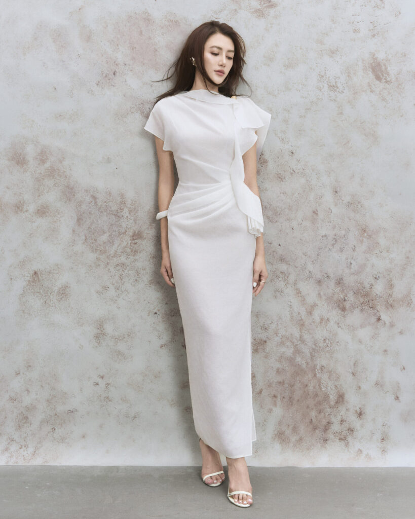 Sylphy asymmetric side-slit dress