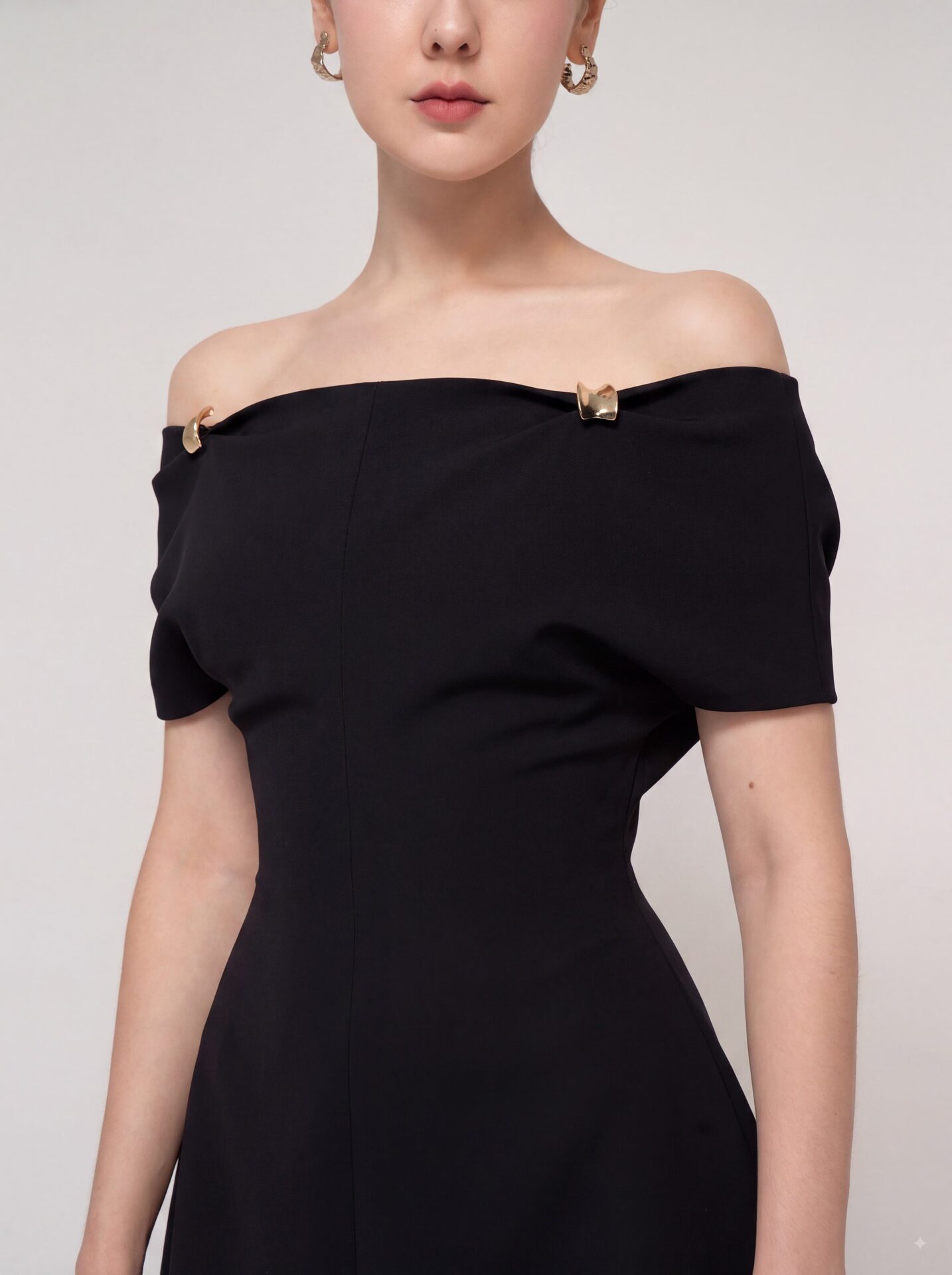 Taylor off-shoulder sculpted midi dress