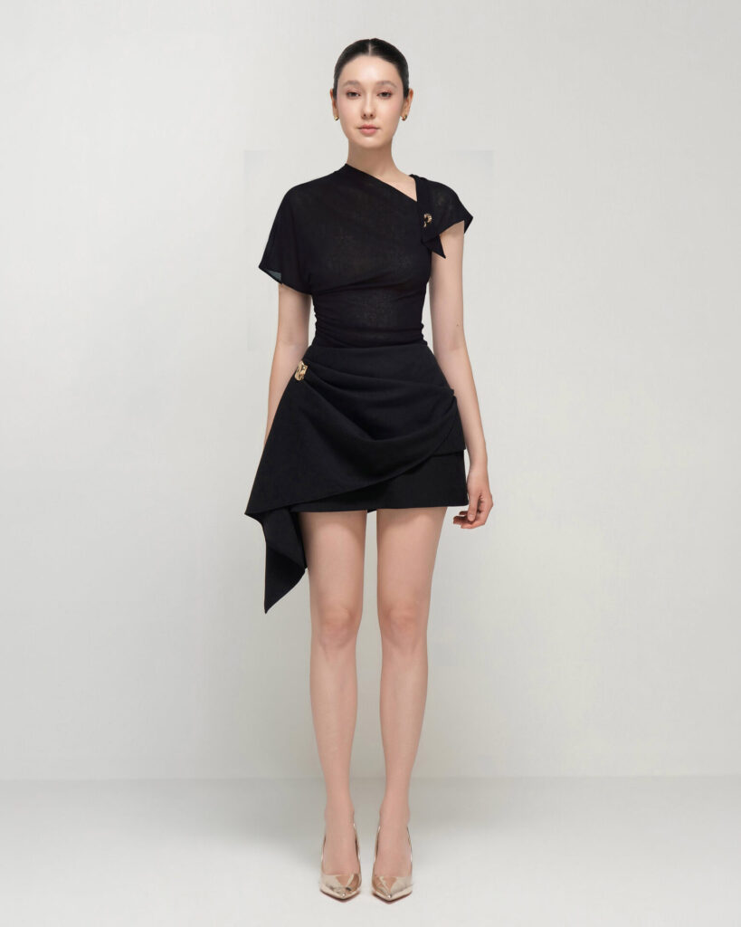 Vollachia asymmetric draped skirt