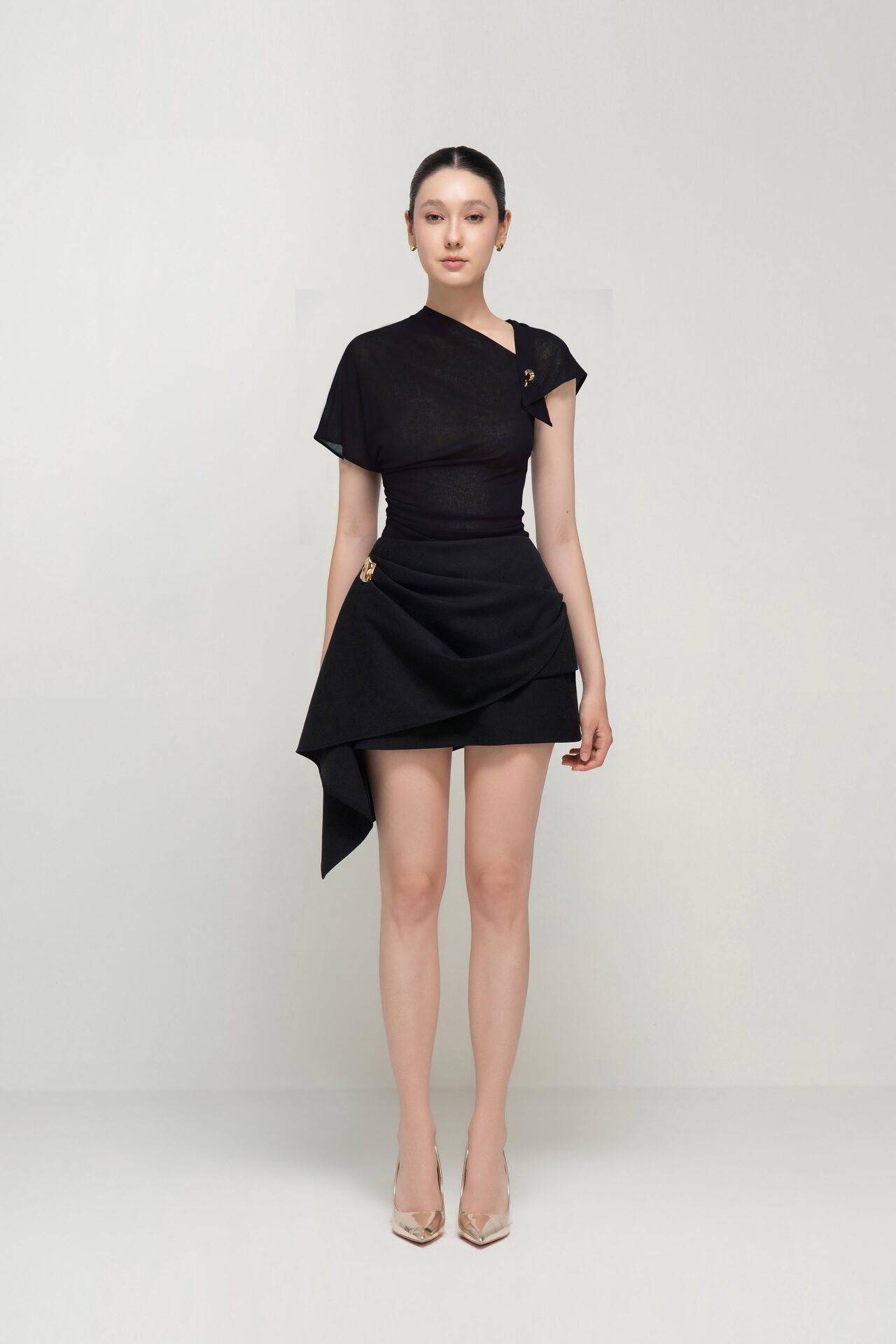 Vollachia asymmetric draped skirt