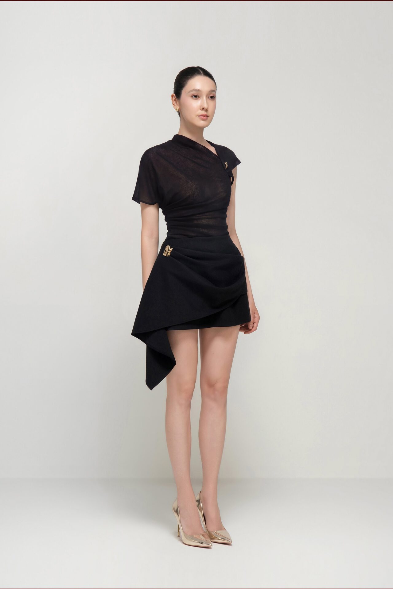 Vollachia asymmetric draped skirt