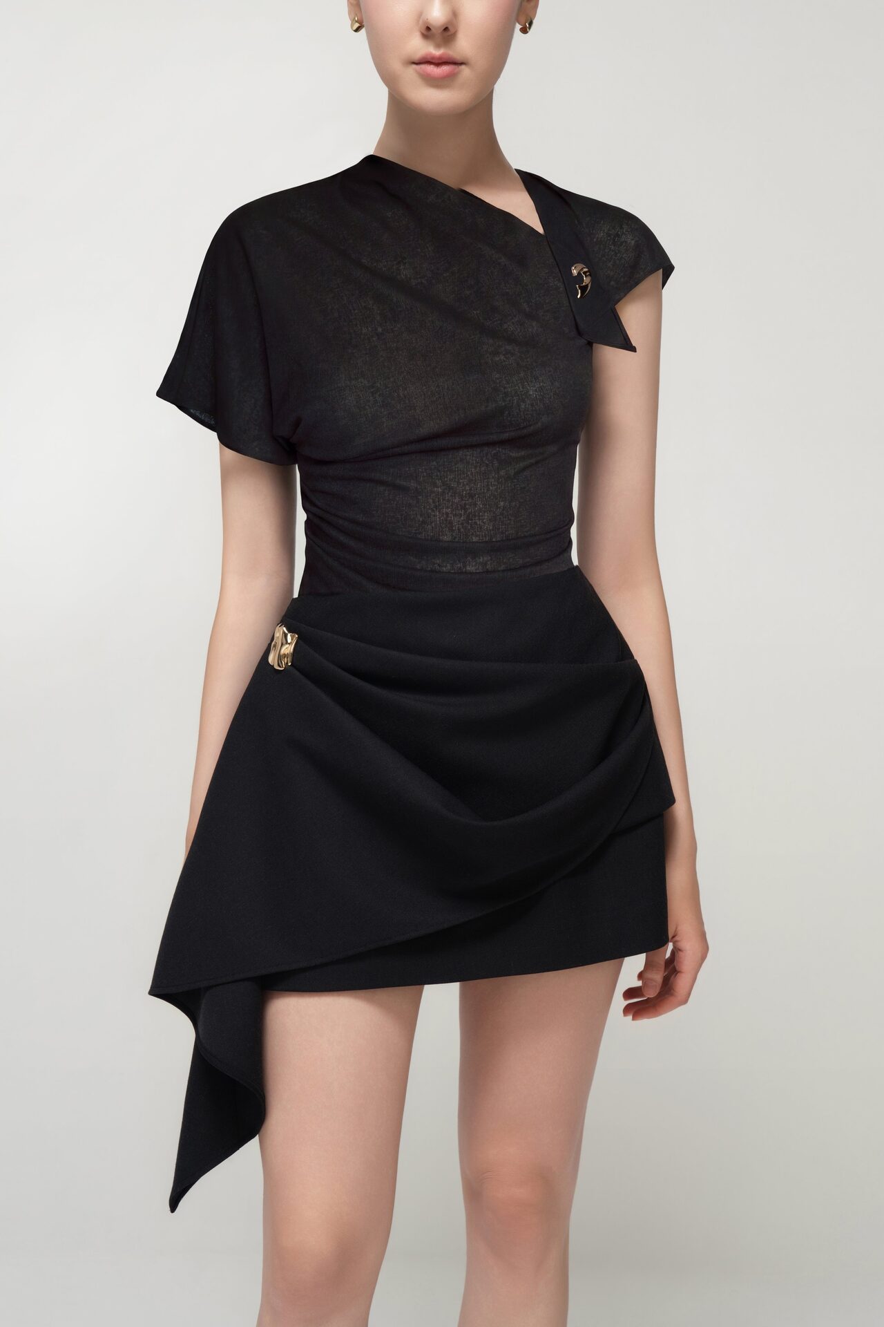 Vollachia asymmetric draped skirt