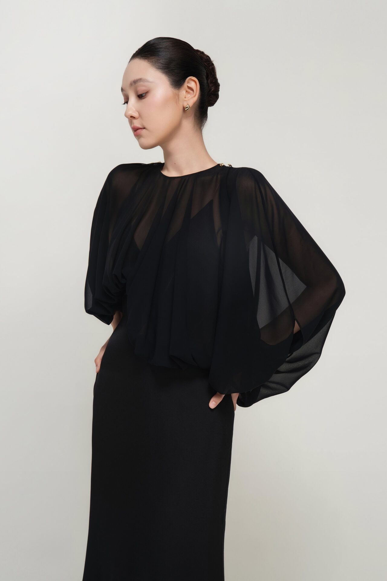 Wren gathered voile silk dress